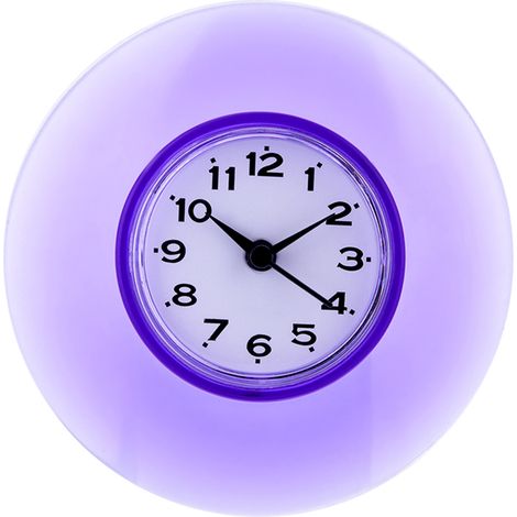 Eosnow Salle de bain cuisine miroir ventouse horloge murale douche étanche Quartz horloges décoration violet