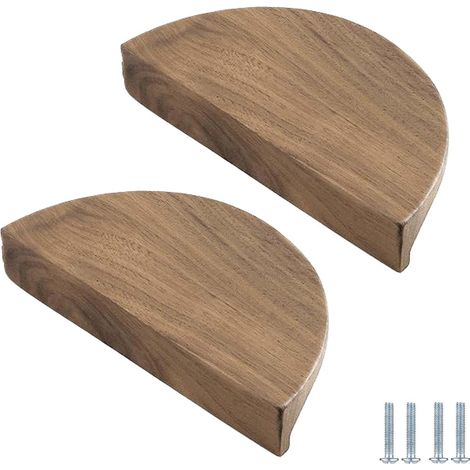 Poignées de cuisine, lot 2 en bois pour porte placard, 64 mm (1/5)
