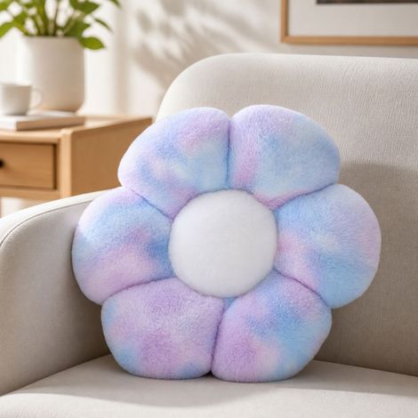 Coussin Chaise Fleur 6 Pétales en Peluche Douce, Rembourrage PP Coton Résilient, Lavable, Décoration Confort Bureau Salon, 40cm (1/4)