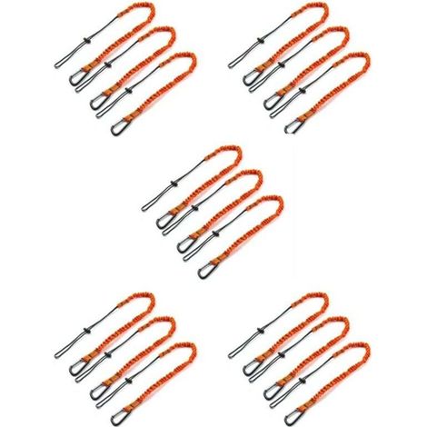 Cordon à outils, 15 cordons de sécurité avec mousqueton, amortisseur réglable (1/4)