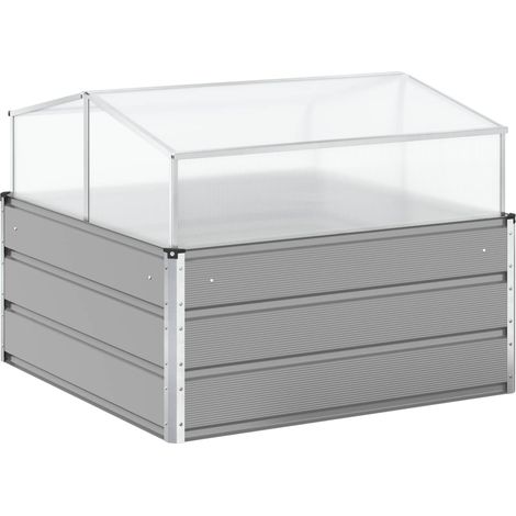 Jardinera Gris Claro 100 x 100 x 77 cm Acero Galvanizado vidaXL