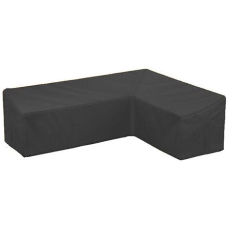 Pair Housse pour canapé d'angle de jardin en forme de L, housse de mobilier d'extérieur en tissu Oxford imperméable noir 286x286x82 cm