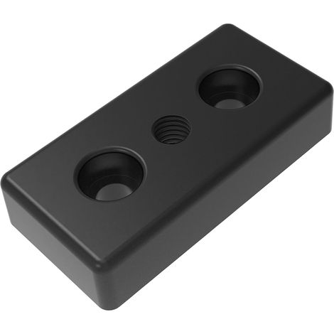 Fath Fußplatte verschraubbar M12 passend zu Item System Aluprofil 40x80mm, Zinkdruckguss schwarz pulverbeschichtet