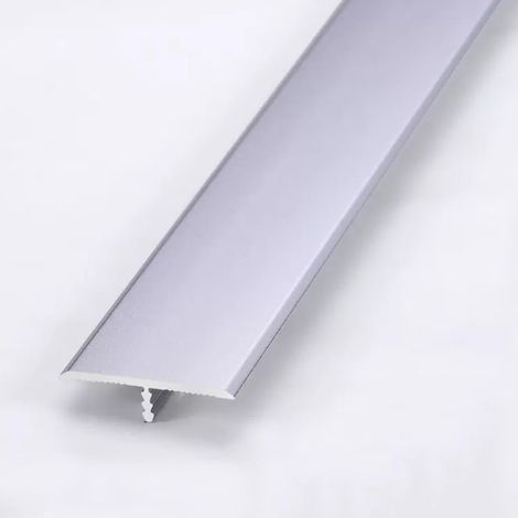 T-Profil, silberfarbenes, flaches Übergangsprofil, einfache Montage, Kantenschutzleiste für Teppich und Bodenbeläge, 90 cm lange Schwelle aus eloxiertem Aluminium (1/5)