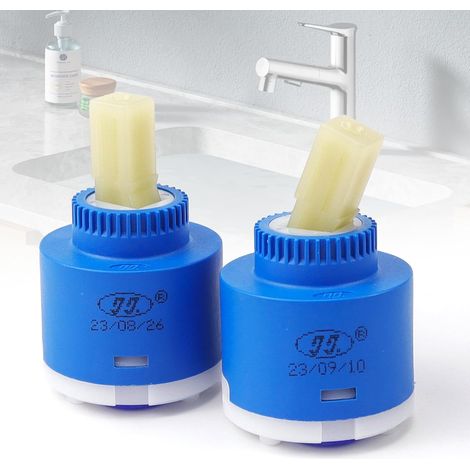 Lot de 2 cartouches céramiques pour robinet mélangeur 30/40 mm pour cuisine, salle de bain, baignoire (1/5)