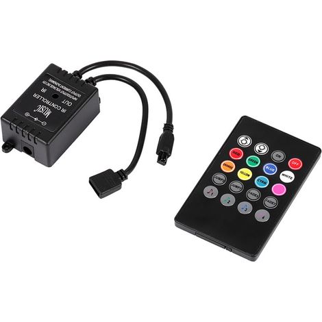 Musikalischer LED-Controller mit 20 Tasten, Infrarot-Fernbedienung und Geräuschsensor für RGB-Lichtleisten (1/5)