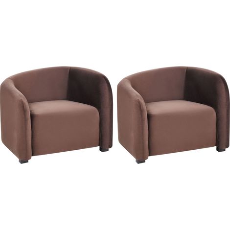 Sessel 2er Set VELTADA Samtstoff Dunkelbraun (1/5)