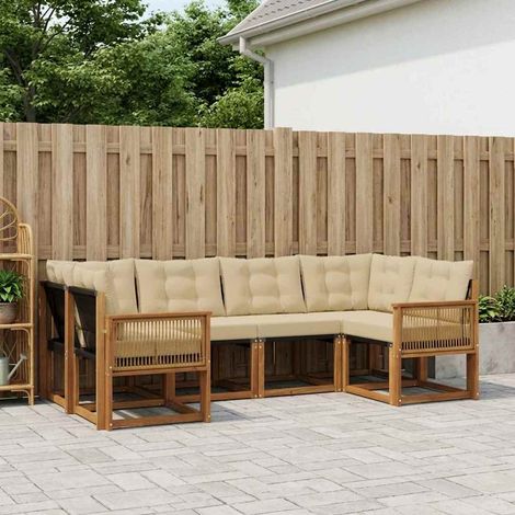 vidaXL Outdoor-Sofagarnitur 6 pcs Natur und Beige (1/5)