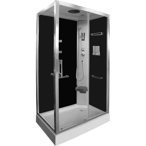 Cabina de ducha con interior en color negro medidas 80x120x215cm modelo DP-8001 Negra (1/4)