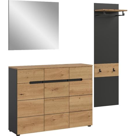 Canu Garderobenmöbel Set C22 Eiche Dekor, grau.
