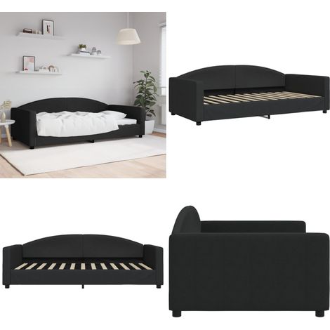 vidaXL Lit de repos sans matelas noir 100x200 cm tissu (1/5)