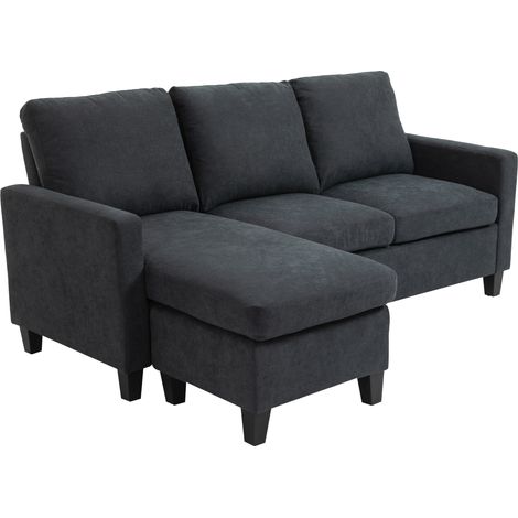 Canapé d’angle. Ensemble de, Gris foncé, chaise longue réversible. 197 x 139 x 91 cm., canapé., avec (1/5)