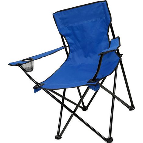 Chaise pliante portable, légère, mobile, robuste et confortable pour le camping, la pêche, le barbecue et la randonnée (bleue). (1/5)