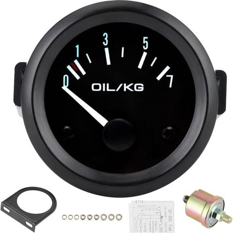 Jauge de pression d'huile universelle 12V 07kg/cm 52mm Dia Instrument de voiture avec capteur lumière LED blanche (1/4)