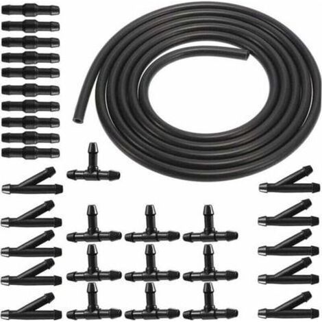 pair Kit de réparation de tuyau de liquide de lave-glace noir de 3 m, tuyau de système de lave-glace, tuyau automobile, tuyau isolant, tuyau de système de lave-glace universel avec connecteur de tuyau (1/4)
