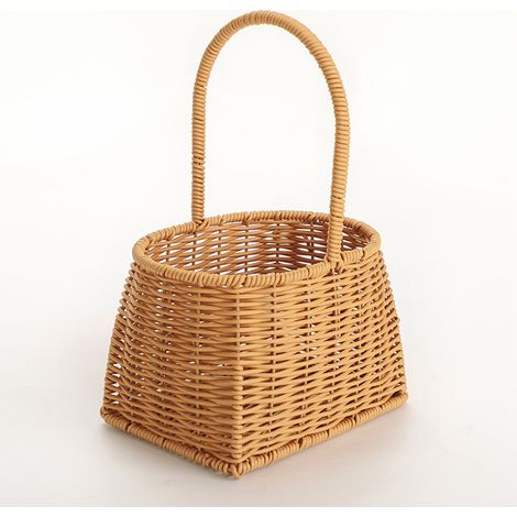 Handgeflochtener ovaler Blumenkorb aus Rattan, ideal zum Aufbewahren und Verschenken von frischen Blumen. (1/5)