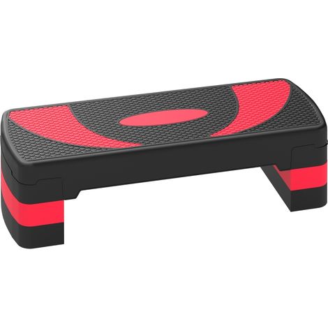 Step aérobie réglable rouge pour intérieur et extérieur, charge max 150 kg, dimensions 80 x 31 x 10-20 cm (1/5)