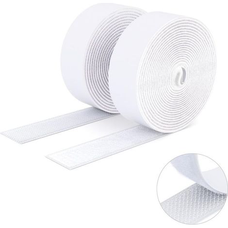 Ruban adhésif double face à crochets et à boucles, 30MM x 3M Ruban adhésif autocollant, bandes robustes, ruban à emboîtement pour cadres de photos, moustiquaires, tapis, bricolage Blanc (1/5)