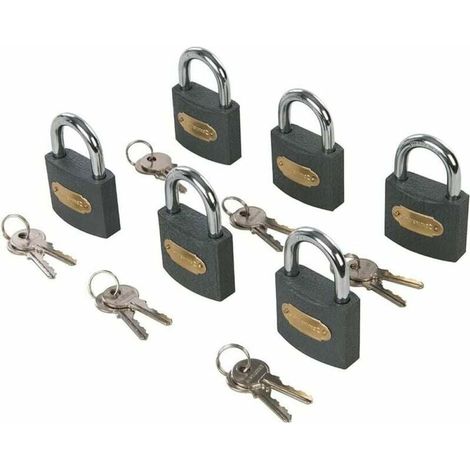 Lot de 6 Cadenas, Fer, 50 mm, Anti-effraction, Clé unique, Maison Bureau Entrepôt (1/5)