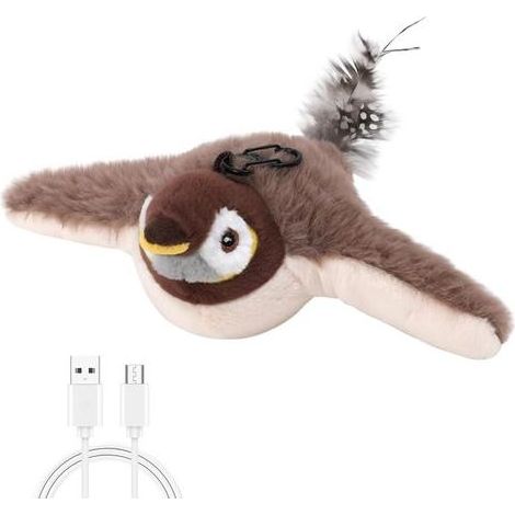 Jouet interactif pour chat oiseau volant électrique, battements d'ailes réalistes, stimulation instinct chasse (1/5)