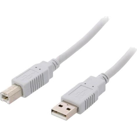 Cable USB 2.0 USB A prise male USB B prise male 2m - Gris clair