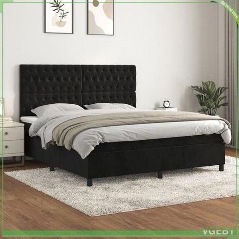 Sommier à lattes - Velours 180x200 - Tête de lit réglable - Matelas 180x200 20 cm ressorts ensachés - Surmatelas 5 cm (1/5)