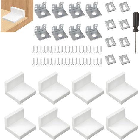 Lot de 8 crochets de fixation murale blanches pour tables, chaises, armoires, meubles, pour supports de rangement de la (1/5)