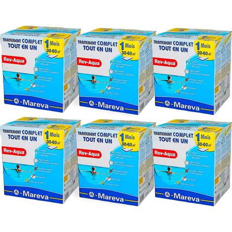 Pack 6 mois traitement Mareva REV-AQUA 4 en 1 piscine 30 à 60m³