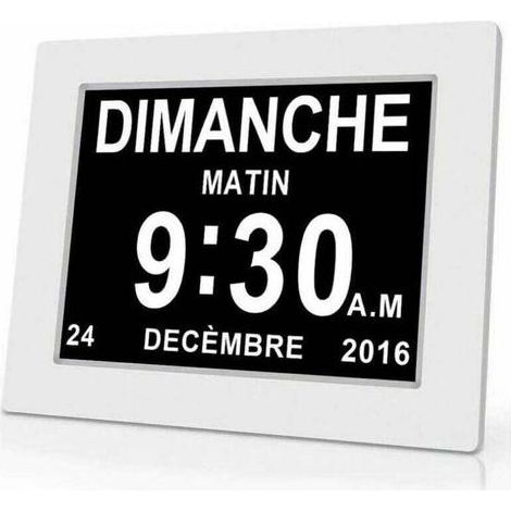 Horloge calendrier numérique One Piece 7 pouces avec date et heure, horloge Alzheimer pour parents, rappel de médicaments pour grands-parents et enfants - Blanc - 20414324mm..DEBUNS (1/5)