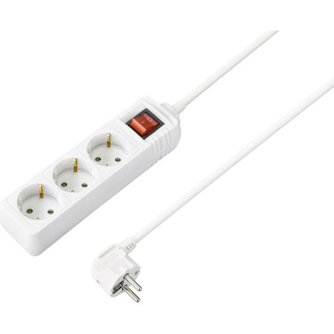 Sygonix SY-4890990 Steckdosenleiste mit Schalter 3fach Weiß Schutzkontakt 1 St. (1/5)