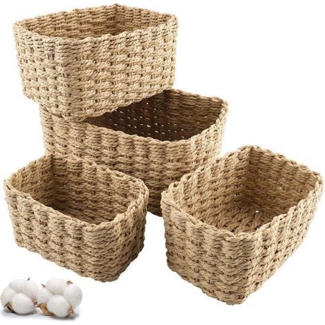 Aufbewahrungskörbe, 4er-Set stapelbare Aufbewahrungskörbe für Babyspielzeug, Kosmetik, ideal für Bad und Küche (1/5)
