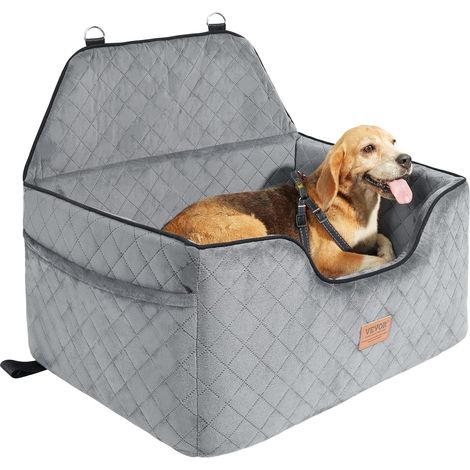 1 Siège Auto Pour Chien, Avec Poche De Rangement, Laisse De Sécurité, Rembourrage En Éponge, Pour Animaux Jusqu'à 25 Kg (1/5)