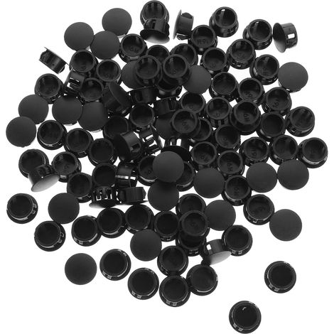 Chevilles de fixation encastrées rondes 16 mm plastique noir lot 100 (1/5)