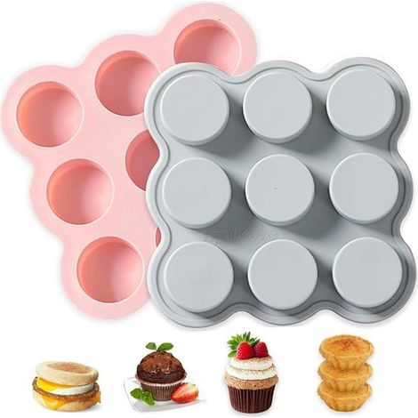 Set aus 2 wiederverwendbaren Antihaft-Formen für Eier und Muffins geeignet für Heißluftfritteusen auch geeignet für Mikrowelle Backofen und (1/5)