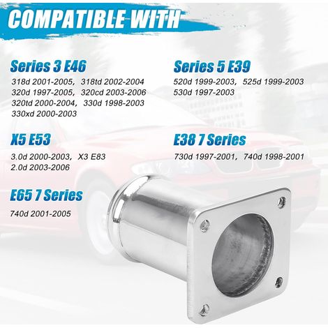 Tubo flessibile di ricambio per valvola EGR, kit di rimozione della valvola EGR per B - M - W e46 e39 X5 e53 X3 e83 e38 E65 M47 M57 M67 (1/4)