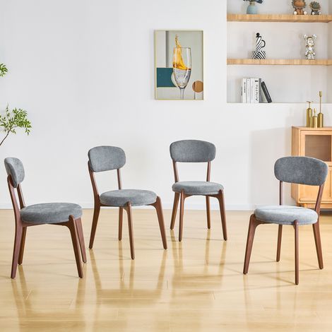 Set di 4 sedie da pranzo, realizzate in tessuto di lino, comode e con cuscino di seduta, in stile moderno medievale, ideali per sale da pranzo e cucine. (1/5)