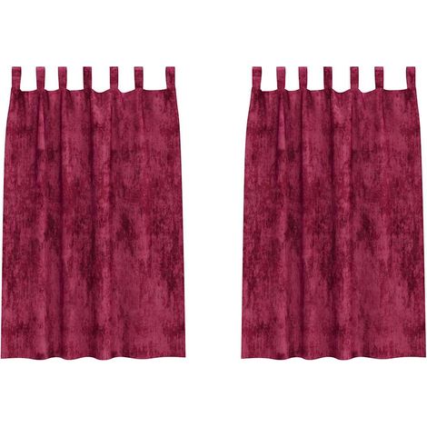 Rideau 2 pcs Rouge bordeaux 175 x 140 cm Velours CFW59320 (1/5)