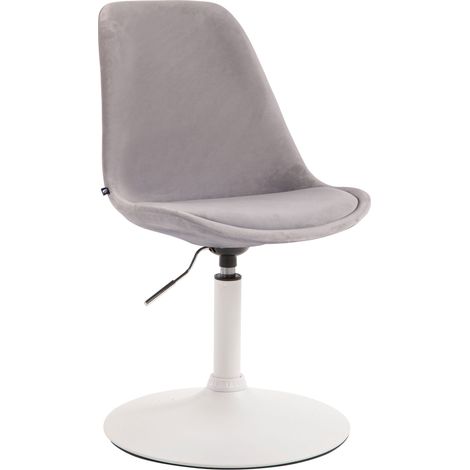 Chaise de salle à manger x1 pivotante hauteur réglable en velours gris et pied trompette en métal blanc 100008257 (1/3)