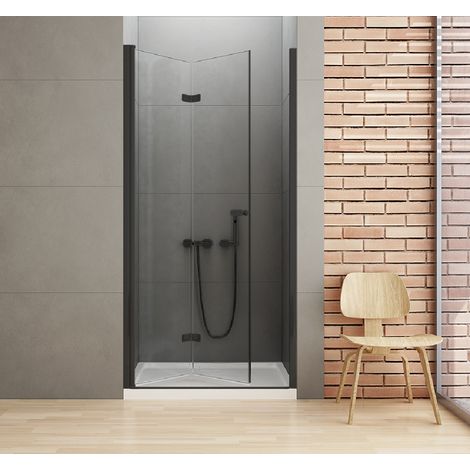 Porte de douche noire pliante gauche 90 cm RHODES BLACK (1/5)