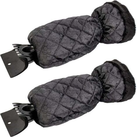 Lot de 2 Grattoirs à Glace pour Voiture - Grattoir Pare Brise Voiture Gant pour Vitres, Grattoirs à Neige avec Doublure Imperméable, Enlève la Glace et Garde Les Mains au Chaud - 2 PCS (1/4)