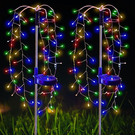 Lot de 2 lampes solaires à LED clignotantes et oscillantes, 2 modes d'éclairage, étanches, idéales pour un jardin, une terrasse ou une fête. (1/4)