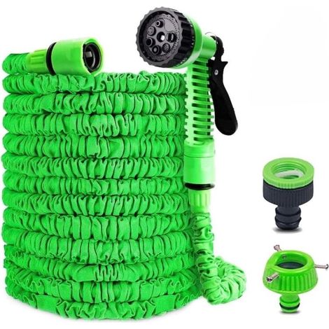 Tuyau d'arrosage extensible, tuyau d'arrosage flexible de 100 pieds x 30 m, tuyau d'arrosage rétractable universel avec 7 fonctions de pistolet, tuyau d'eau pour l'irrigation du jardin, lavage de voit