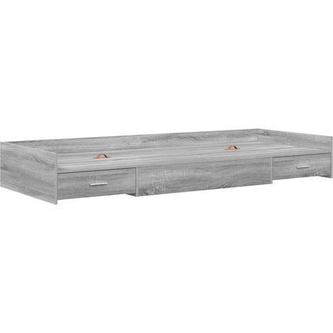 Lit simple,Lit adulte,Cadre de lit avec rangement avec tiroir Gris Sonoma 90 x 200 cm CFW5703265 (1/5)