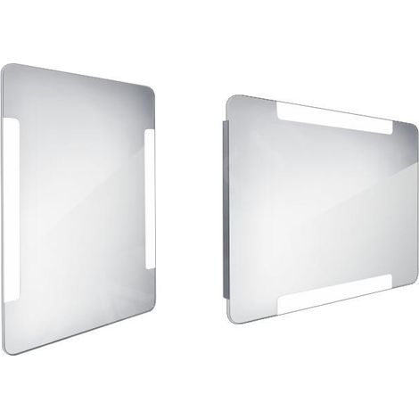 Nimco - Miroir de salle de bains éclairé par LED 60x80 cm, arrondi, aluminium ZP 18002 (1/3)