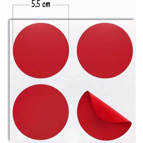 Autocollants Anti-Collision pour Vitre 32 cercles Vinyle Adhésif Anti-Choc des Personnes et Oiseaux pour Fenêtre Verre Vitrine (5,5 cm, rouge) (1/2)