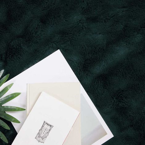 Couverture en Fourrure de Lapin Synthétique 4 pcs Vert foncé CFW408674 (1/5)