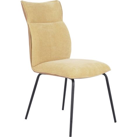 Home Heavenly® Pack 2 sillas comedor ROMA, tapizadas con respaldo en símil napa y patas negras, 65x46x95 cm.  Color: Mostaza