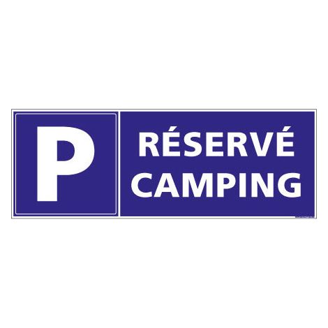 Panneau de signalisation PARKING RESERVE CAMPING (H0235) - Adhésif - 210 x 75 mm