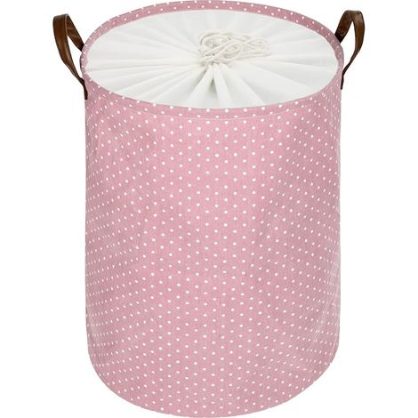 20-Inches Grand Organiser Paniers Vêtements Stockage (9 Couleurs), Cordon Paniers à Linge, Pliable Sac à Linge, Pliage Grande Capacité Corbeilles à Linge (Rose, L) (1/5)