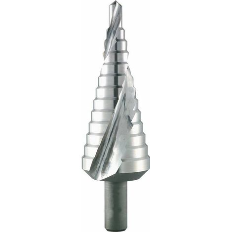 Foret Étagé Hélicoïdal HSS Combiné - Tôles jusqu'à 6 mm D. 6.00-30.00 x Lt. x Lu. x Q. 10 mm x Z2 - Diamwood (1/4)